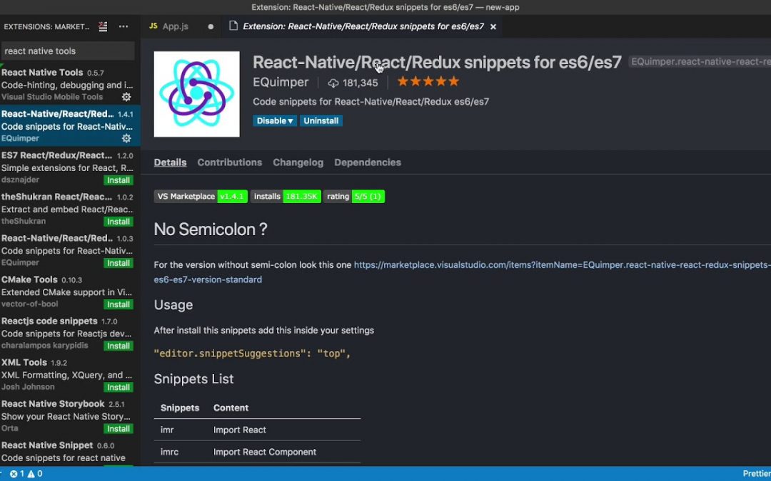 Configure Visual Studio Code for React Native Development