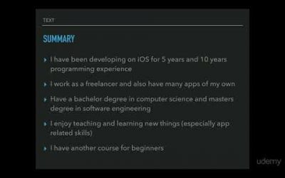 Intermediate Mobile App Development (Swift 3, iPhone iOS10) : About Me