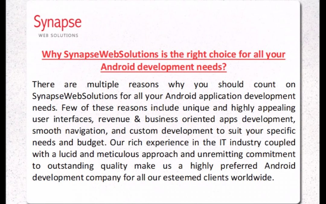 SynapseWebSolutions Android Application Development Company in UK