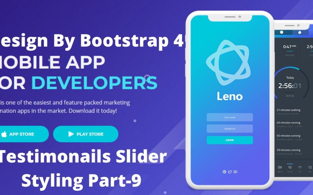 Design Mobile App Template With Bootstrap 4 Testimonials Section Slider and Navbar Styling Part 9