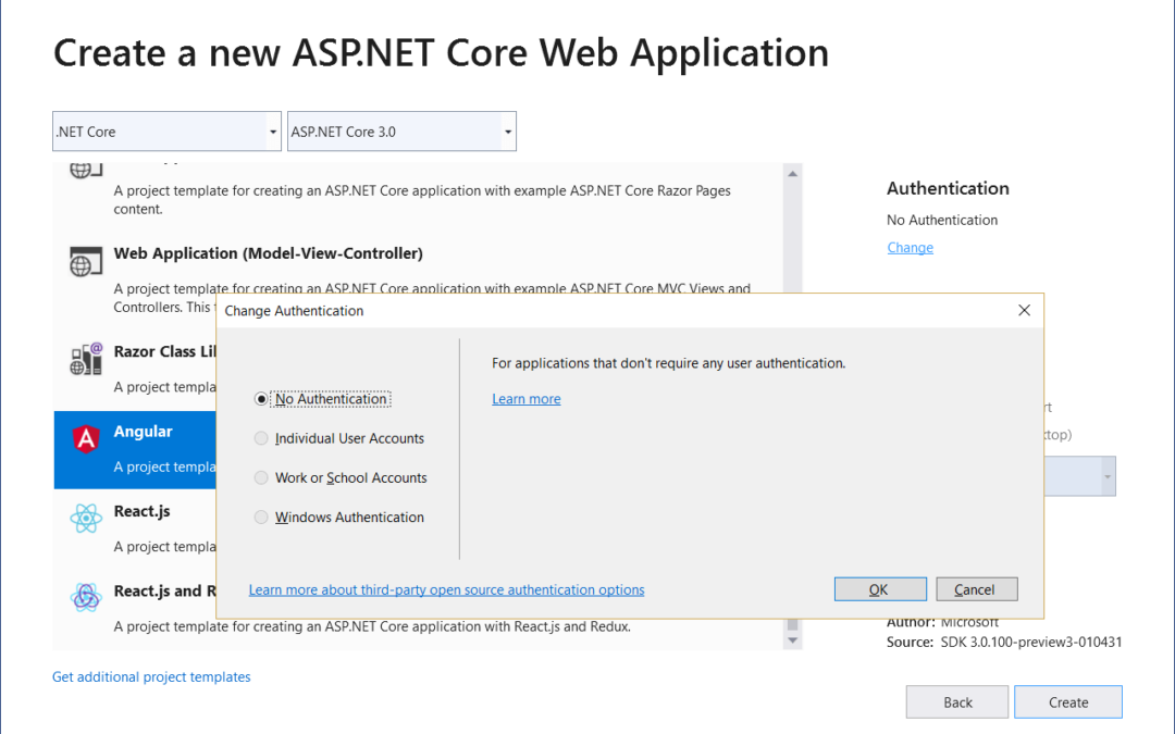 Add Authentication to Angular 7 App using ASP.NET Core 3