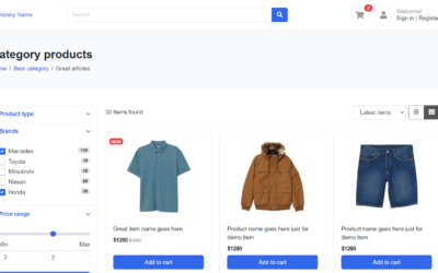 Reactjs Ecommerce Template Free – Product Listing Page Grid View